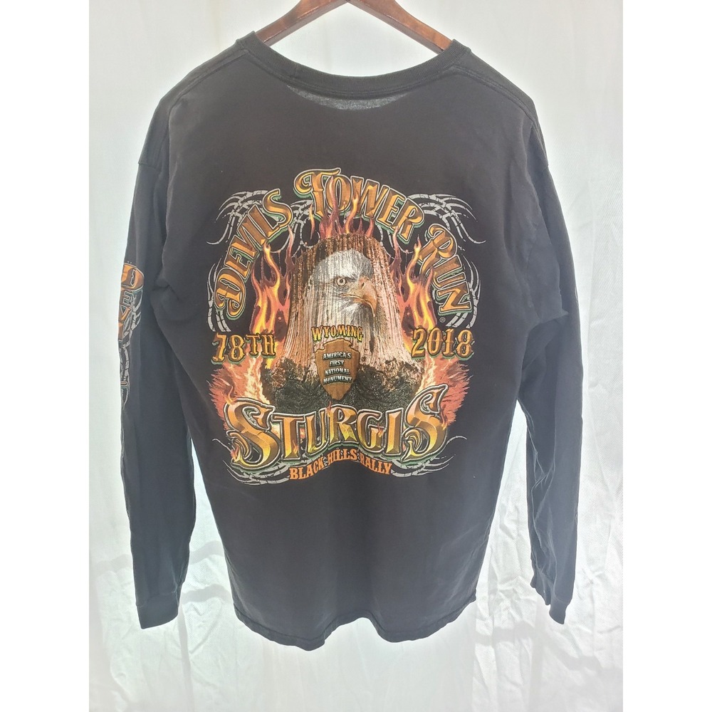 Sturgis 2018 Devils Tower Run Long Sleeve Shirt Mens Medium (NO TAG) Black Rally